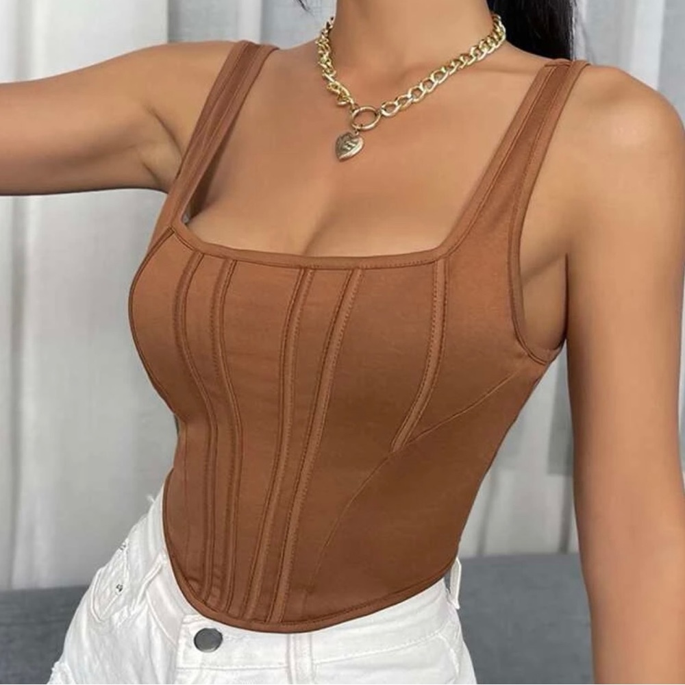 Cropped corset style tank top